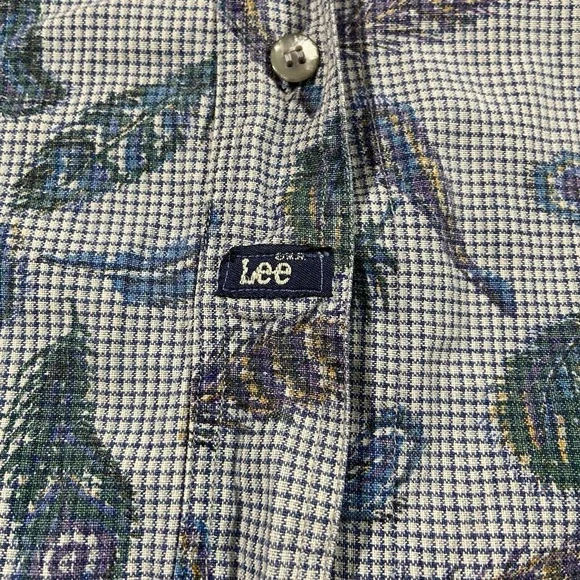 Vintage Lee Shirt Mens M Long Sleeve Button Down Peacock Feather Print Western - Picture 6 of 10